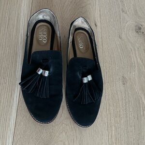 Franco Sarto black suede loafers